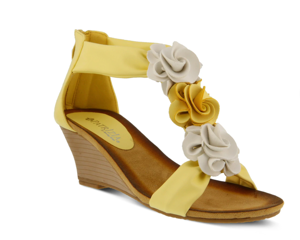 Patrizia HARLEQUIN  Light Yellow Multi Flower Strap Wedge Sandal