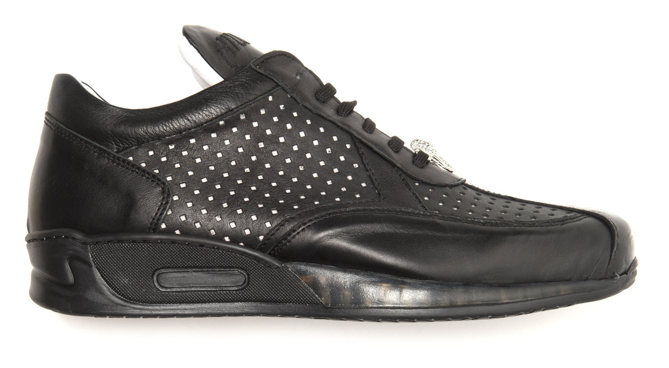 Mauri  M770 Black Crocodile Perforated  Nappa Leather Sneaker