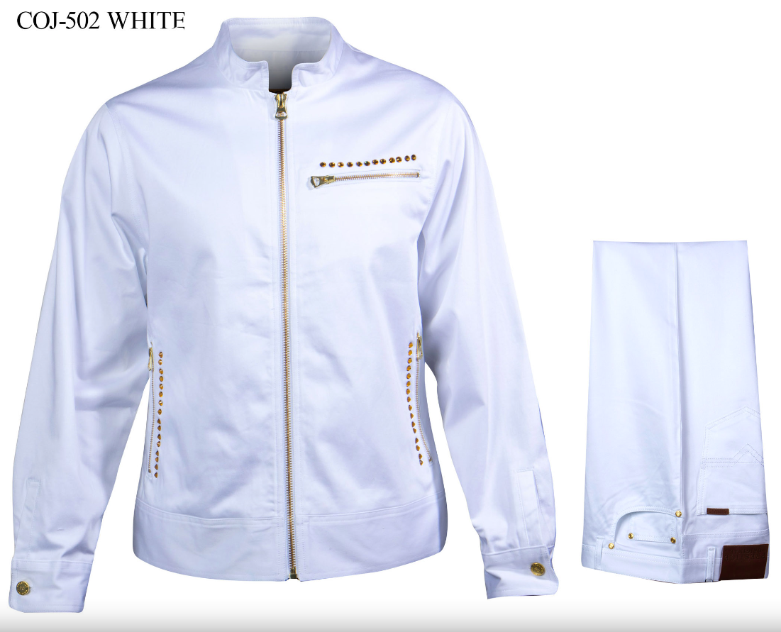 Prestige White Gold Crystal Jacket + Pants Set