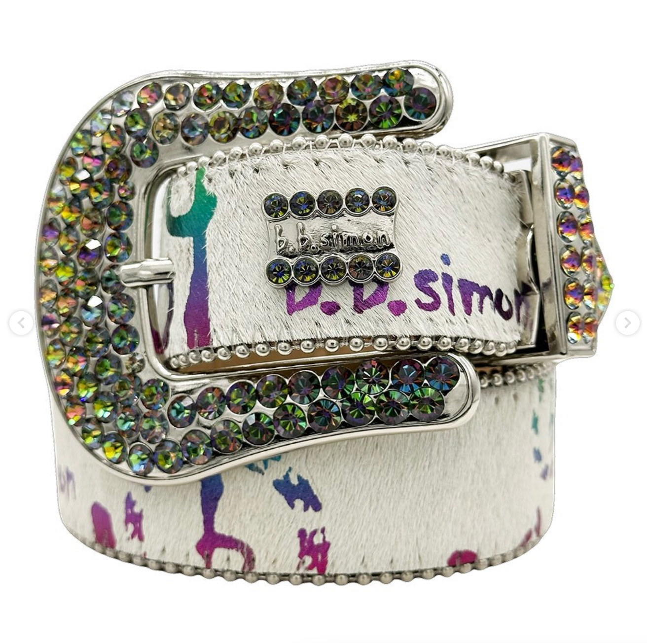 b.b. Simon Iridescent BB Pattern Pony Hair Crystal Belt