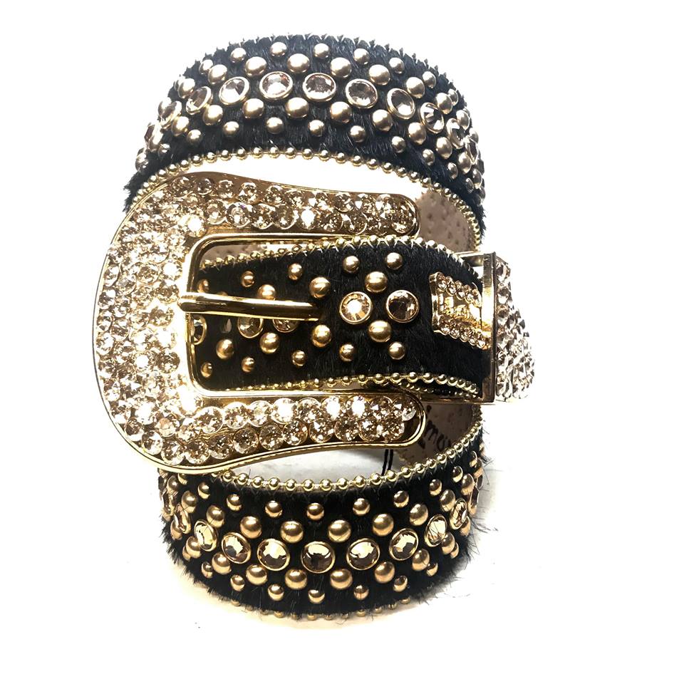 b.b. Simon Black & Gold Pony Hair Fully Loaded Belt