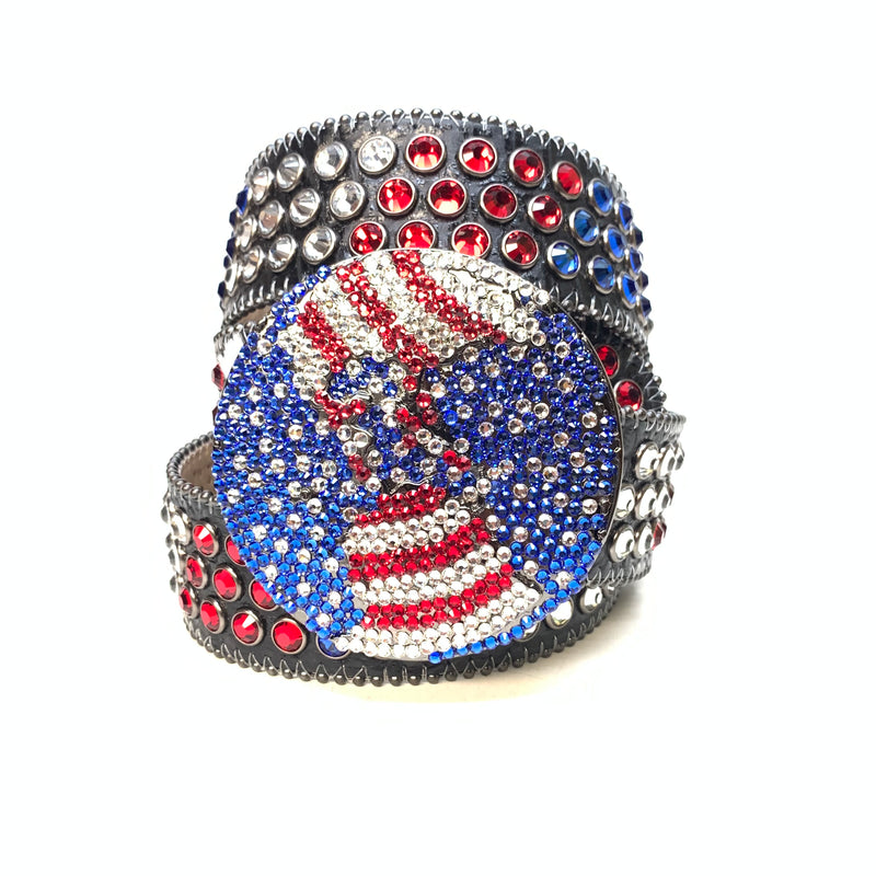 b.b. Simon American Flag White Fully Loaded Crystal Belt – Dudes Boutique