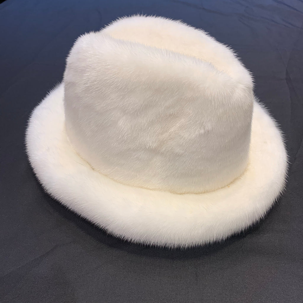 Kashani Men's White Full Mink Top Hat