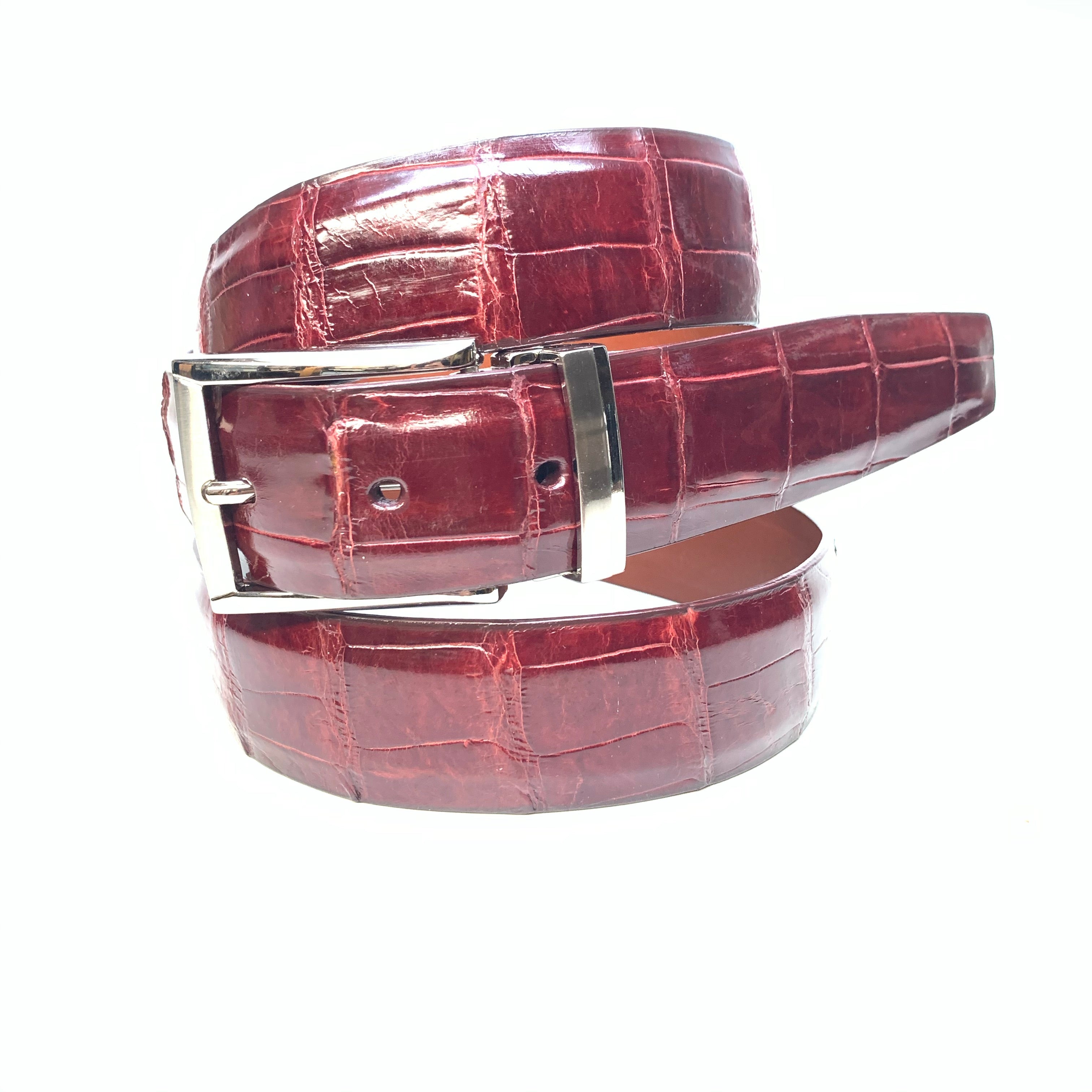 Safari Wine Genuine Alligator Body Belt