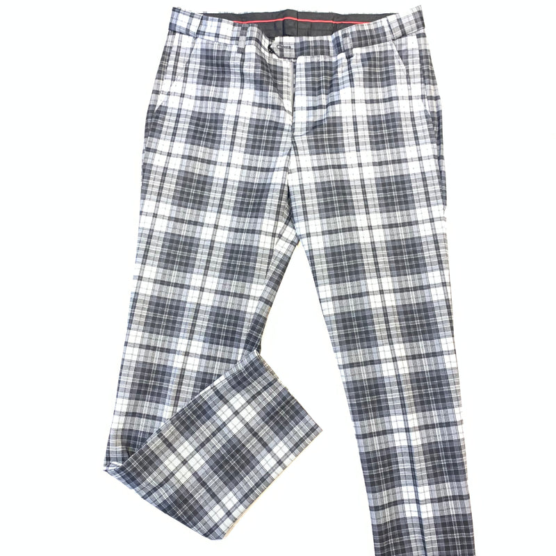 Men's Plaid Dress Pants Multi Grey