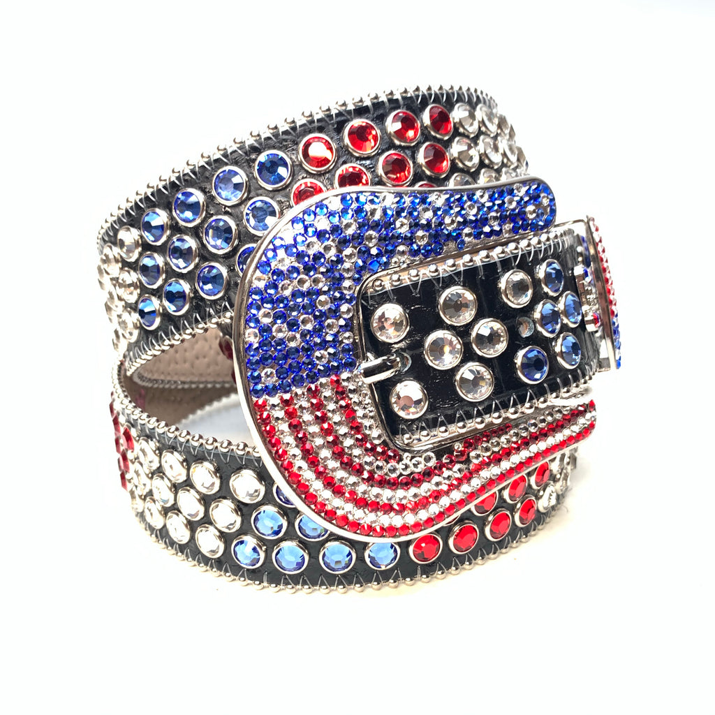 b.b. Simon American Flag Fully Loaded Crystal Belt