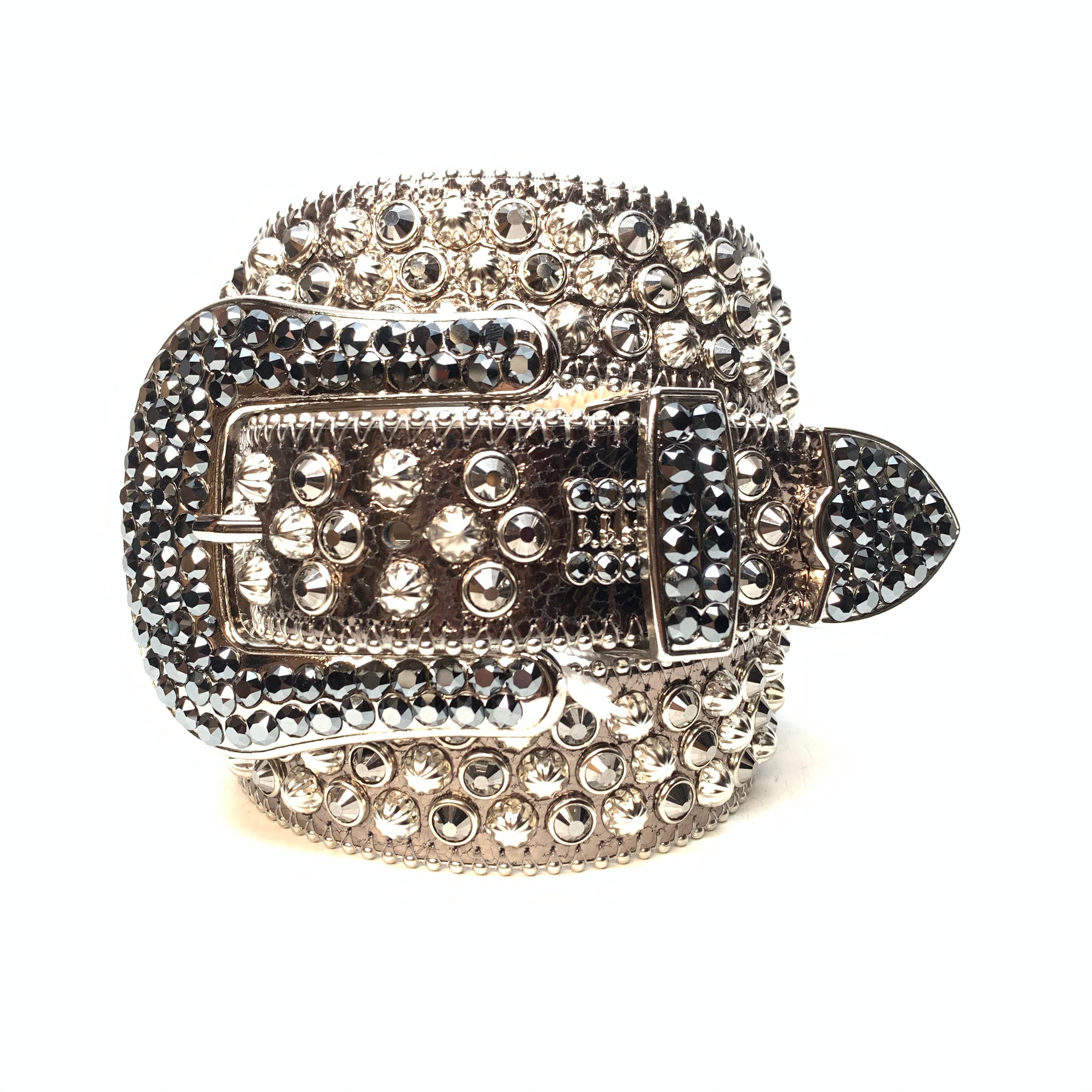 b.b. Simon 'Chrome Silver' Studded Crystal Belt