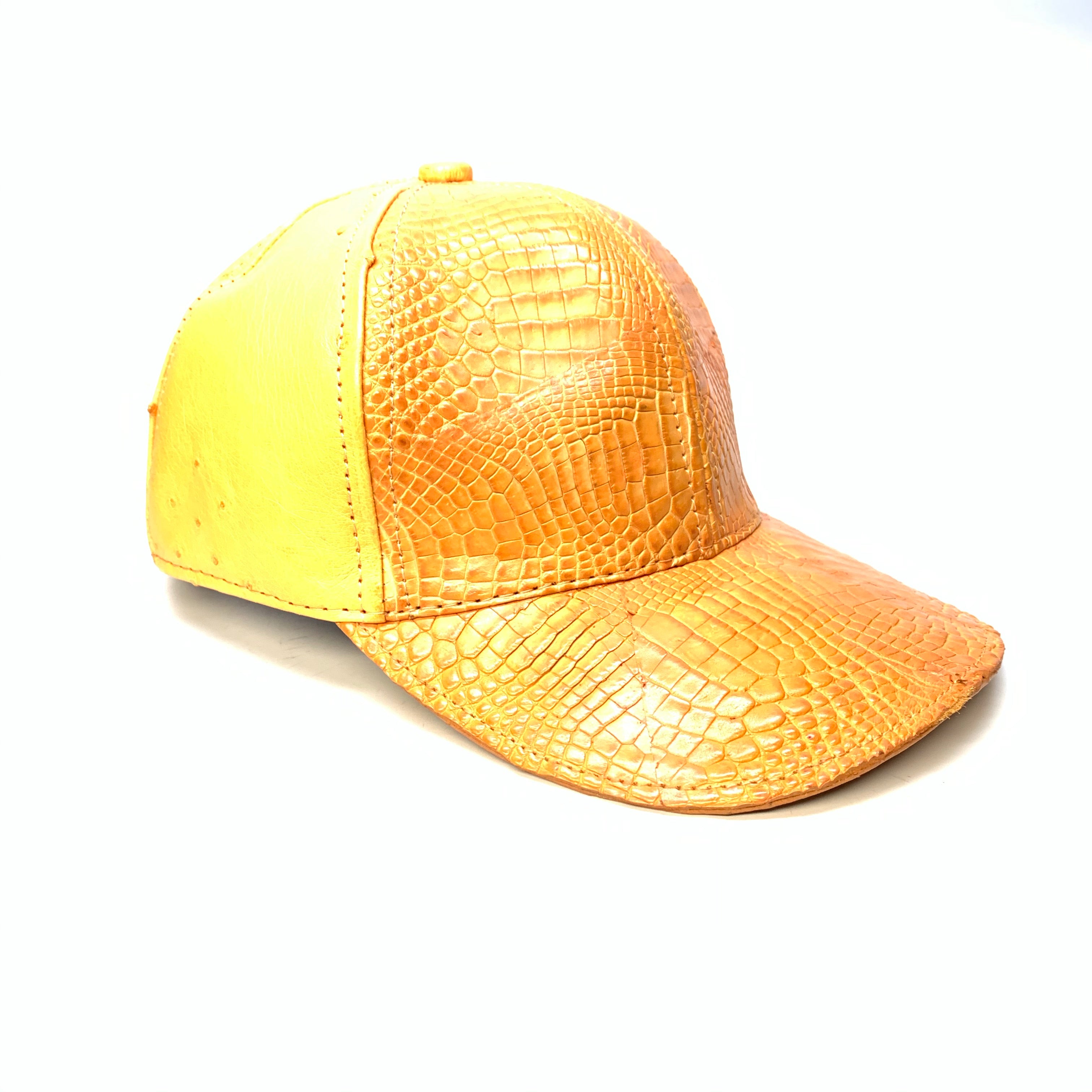 Kashani Orange Alligator & Ostrich Quill StrapBack Hat