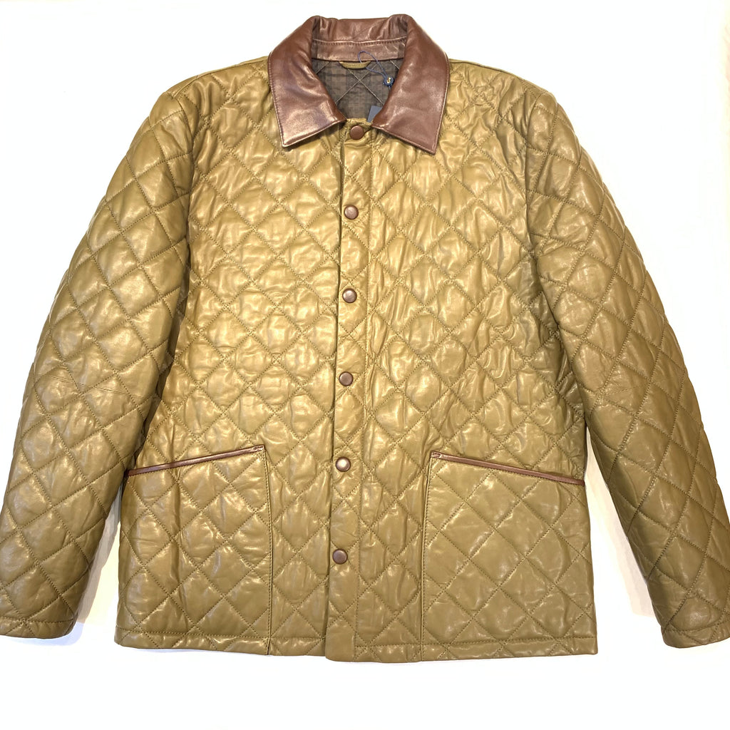 Barya NewYork British Quilted Olive Brown Lambskin Jacket