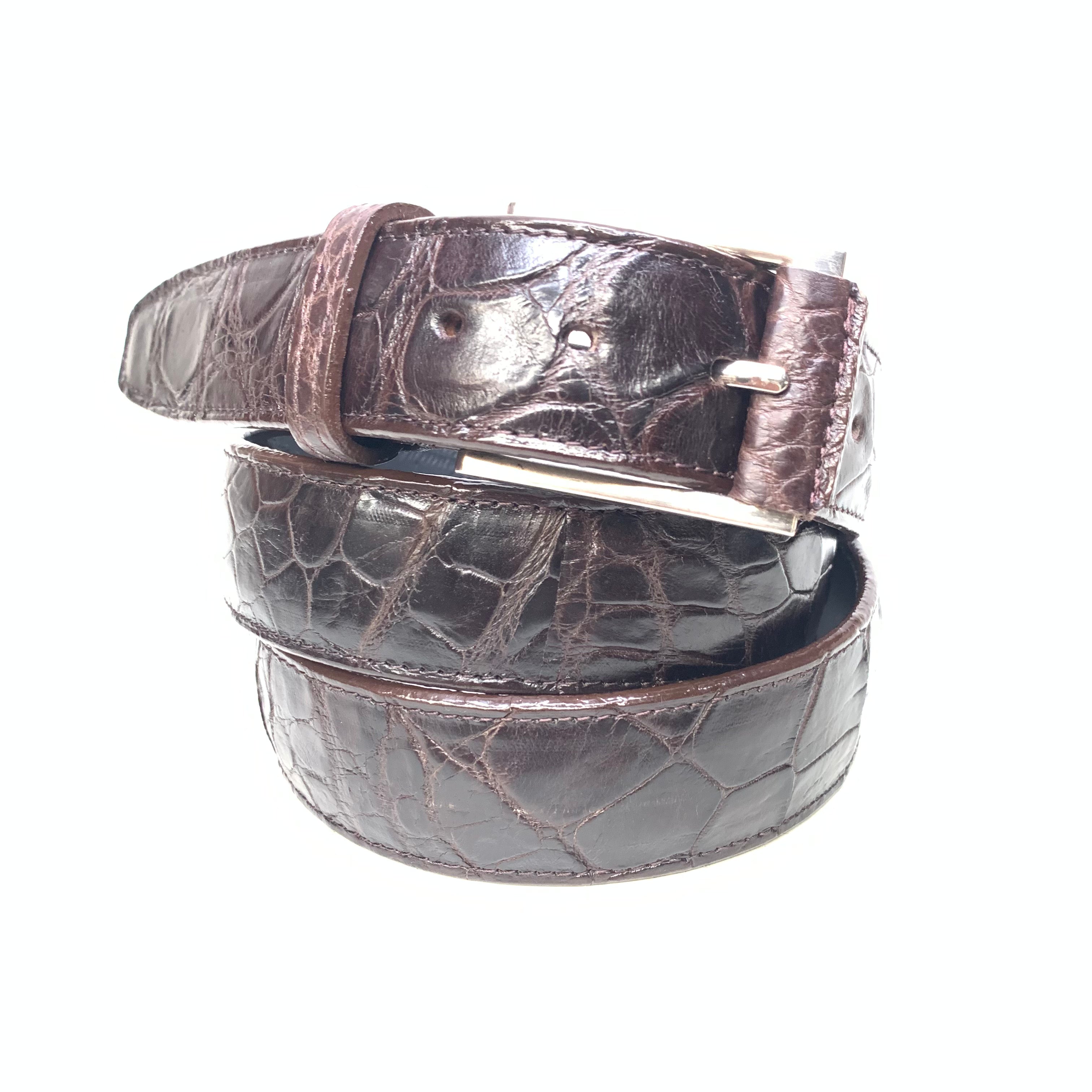 Kashani Brown Alligator Belly Belt