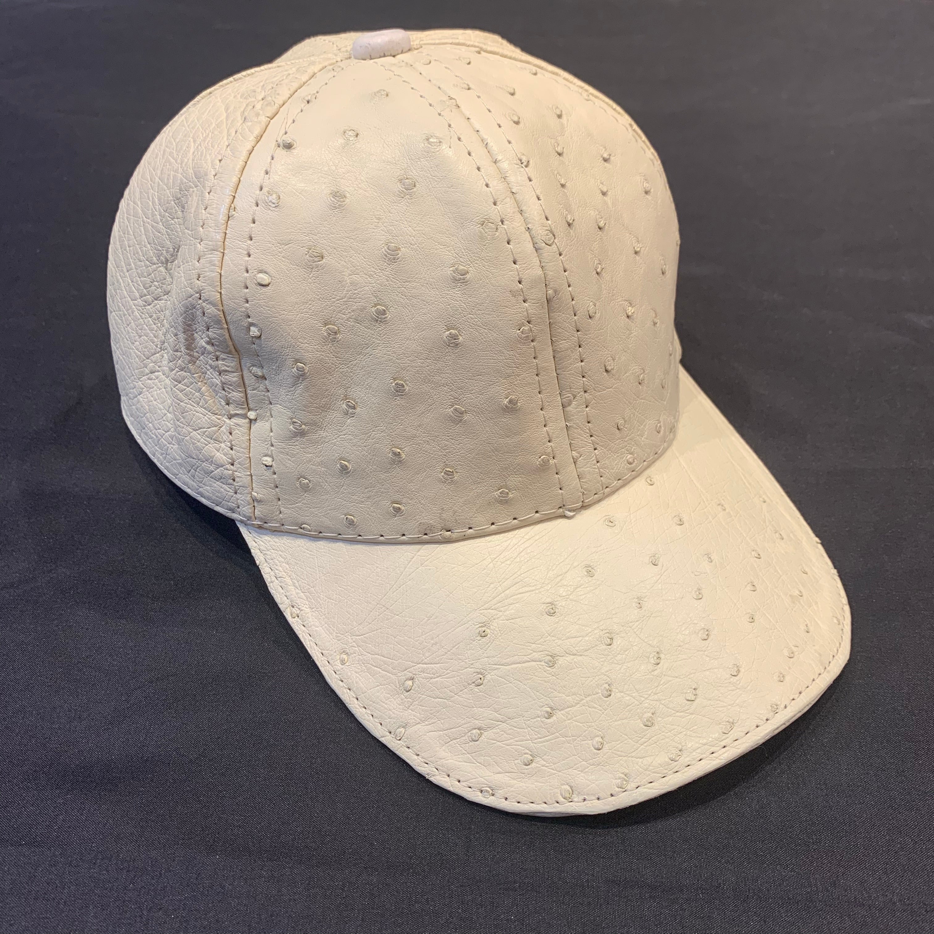 Kashani Ostrich Quill Cream Strap-back Hat