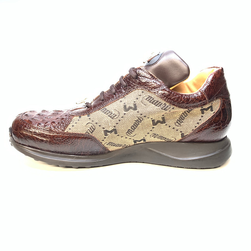 Mauri ‘8741/2’ Brown Alligator/Ostrich Leg Sneakers