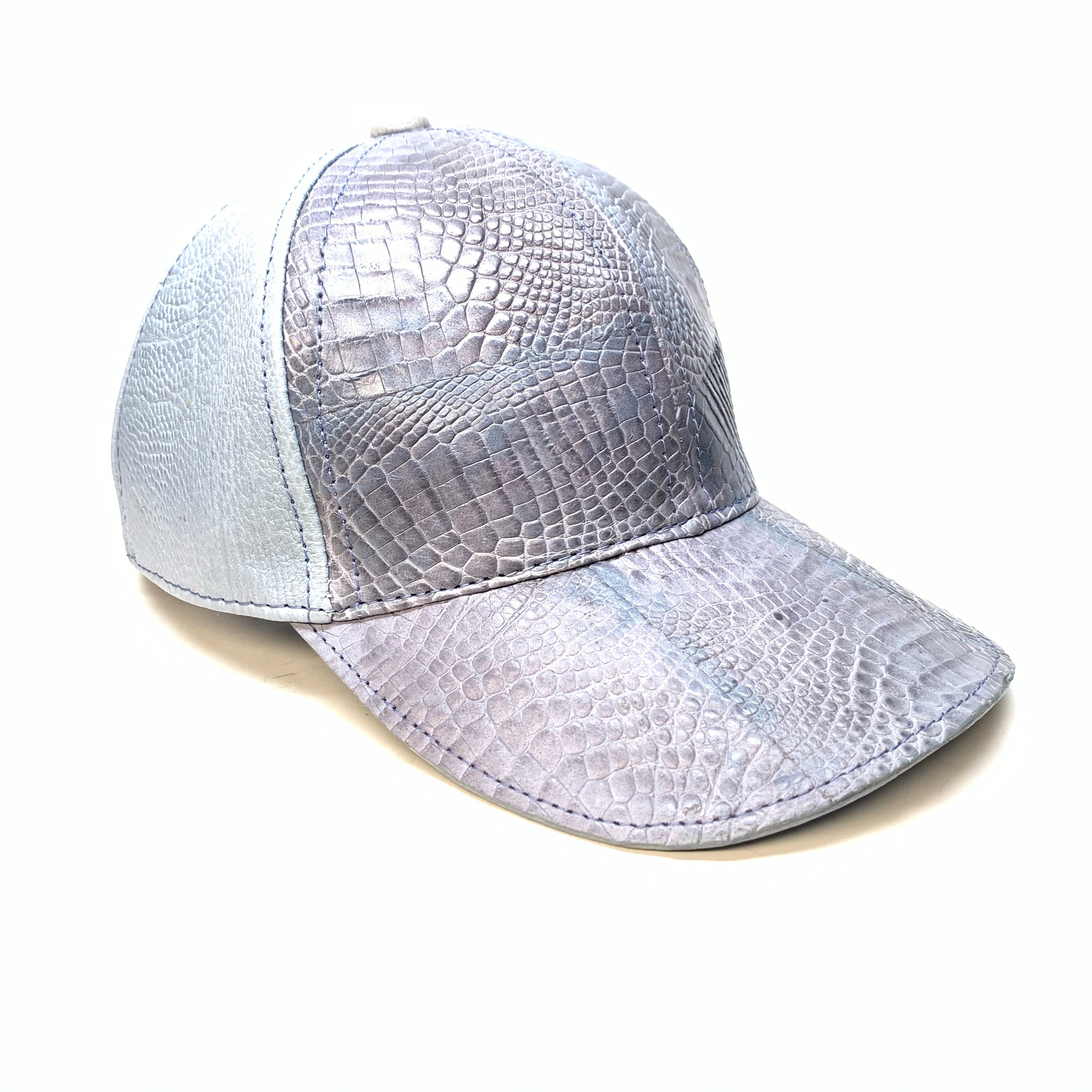 Kashani Washed Blue Alligator & Ostrich Quill StrapBack Hat