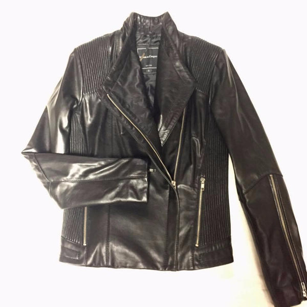Mason & Cooper Women's Asymmetrical Black Lambskin Biker Jacket
