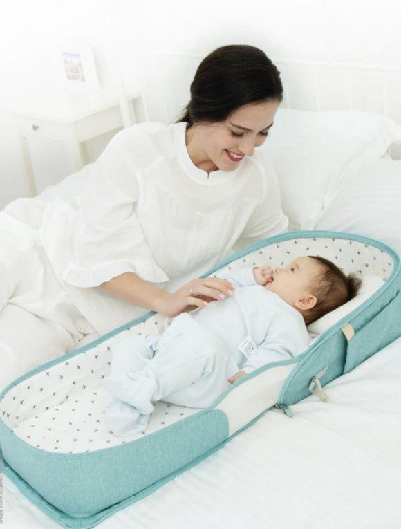 Lit gigogne bébé avec oreiller, Lit de bébé portable et lit de voyage