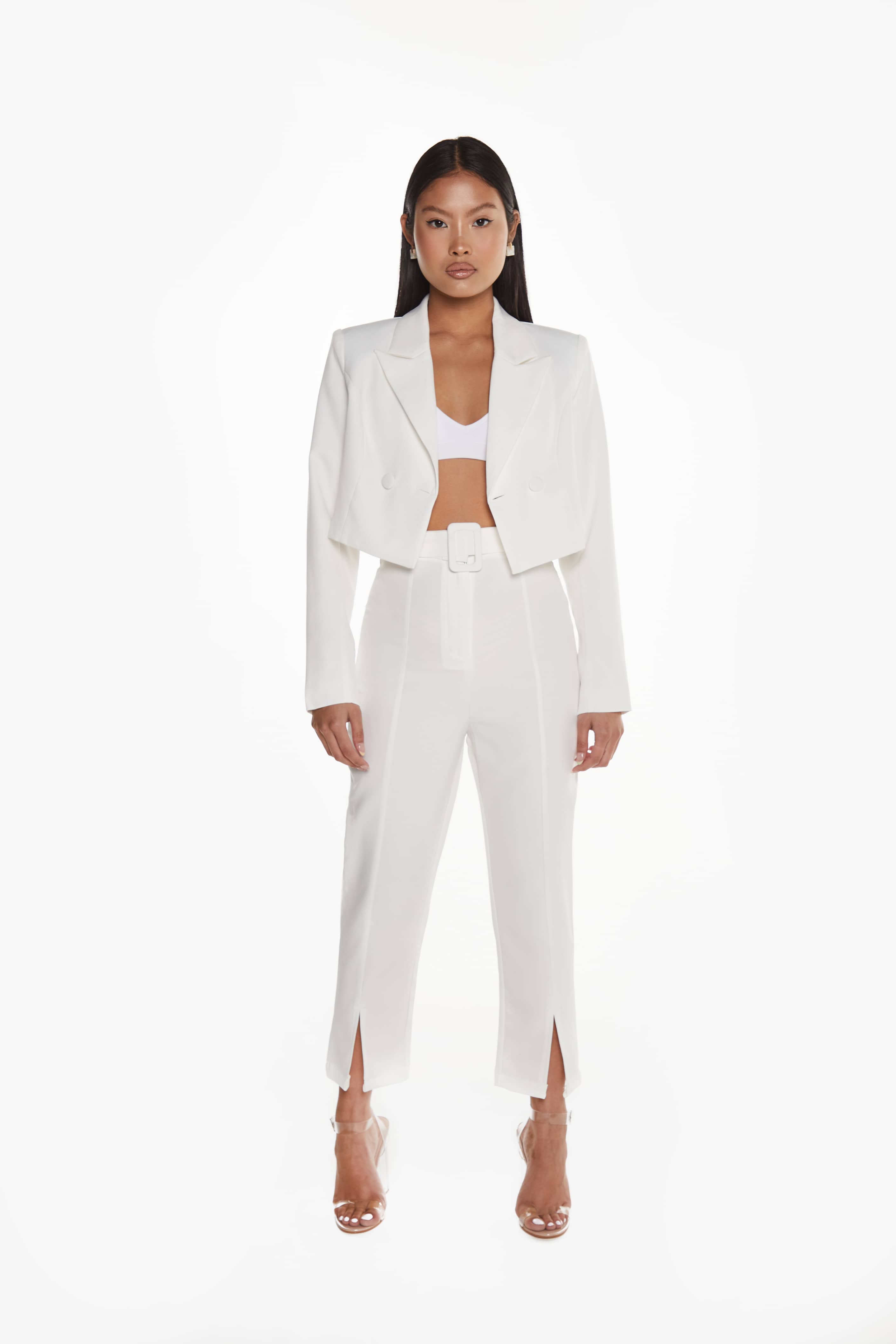 cropped blazer off white