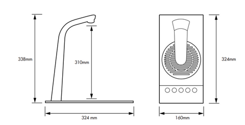 Afmetingen Habit Hot Tap inbouw watertap