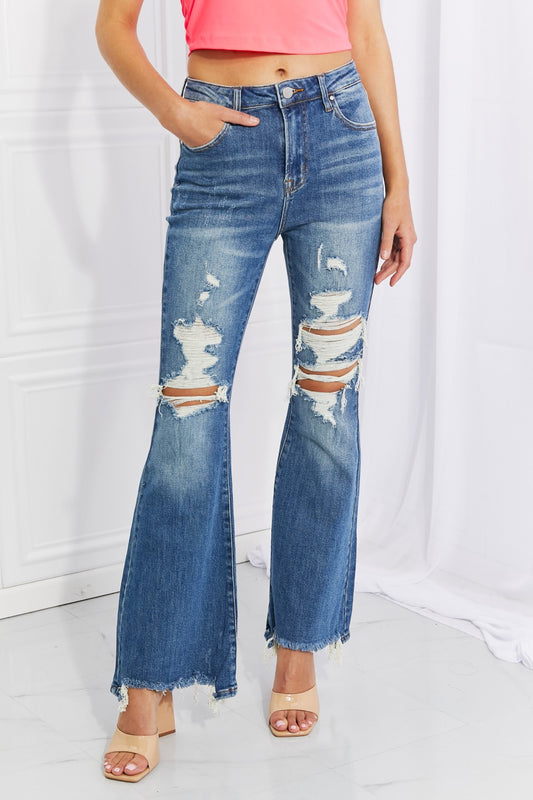 Bailey High Waist Side Slit Flare Jeans