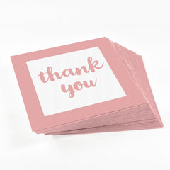 Pink Thank You stickers for party favors