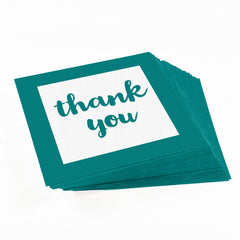 Teal Green Thank You stickers for party favors