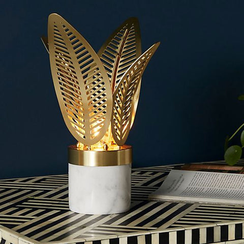 Tropical Palm Art Deco Brass Lamp