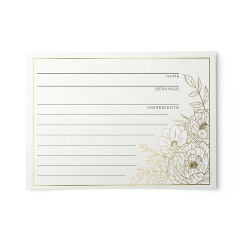 ic: Lux Floral Vintage Gold Foil Recipe Cards