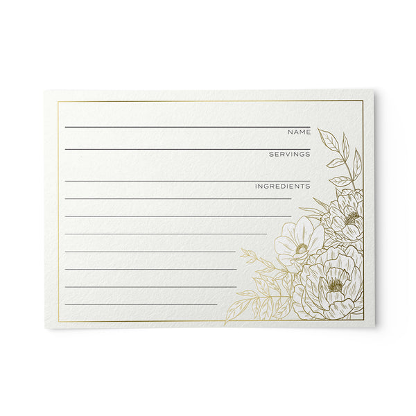 ic: Lux Floral Gold Foil Recipe Cards