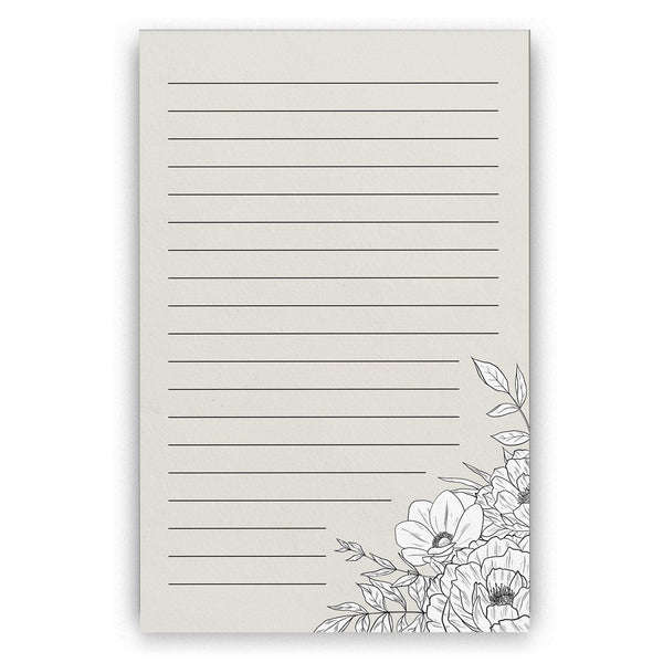 JW Letter Writing A4 Pad Stationery Paper Lined Gift Notepad Writing Sheets (Blue Flowers)