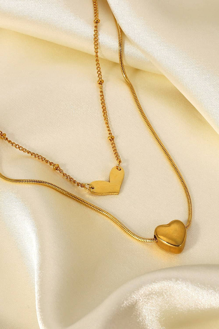 Heart-Stopper Double-Layered Heart Pendant Necklace