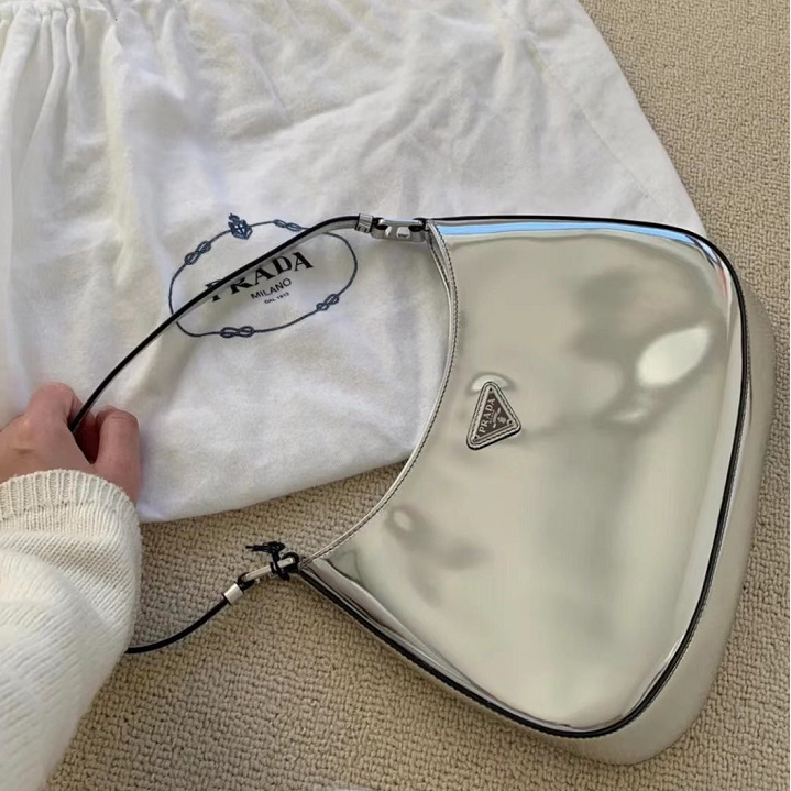 PRADA Cleo Silver Hobo bag