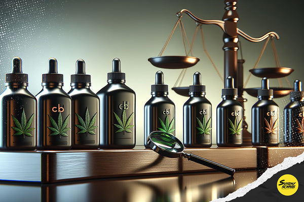 A Scales of Justice graphic advocating for the consumer to choose reputable CBD brands