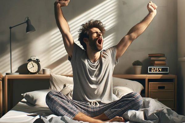 A man wakes up on Sundays very lazy, showing how it affects Sunday Scaries