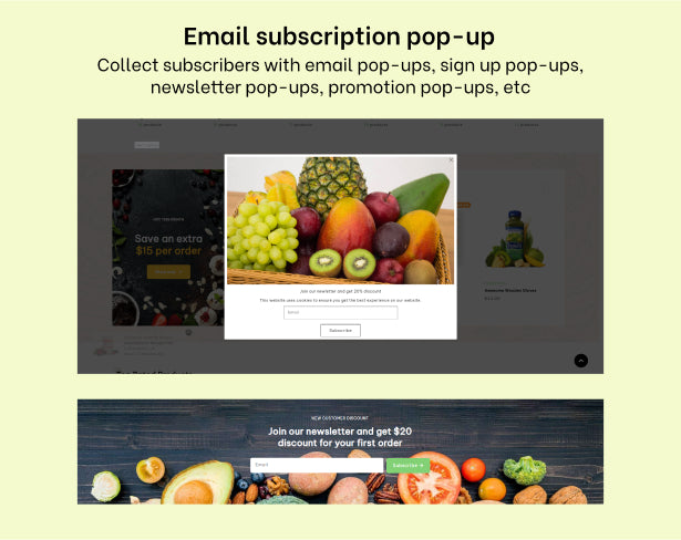 Email subscription pop-up 