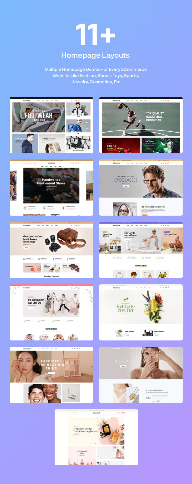 11+ homepage layouts