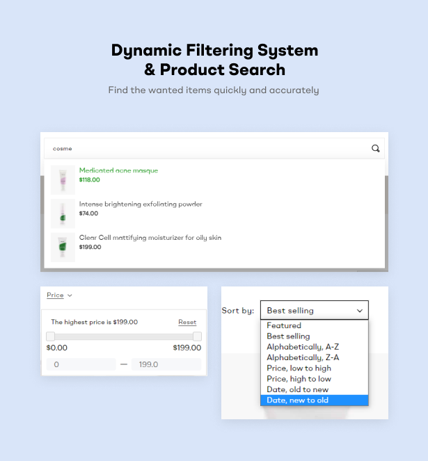 Dynamic Filtering System & Product Search