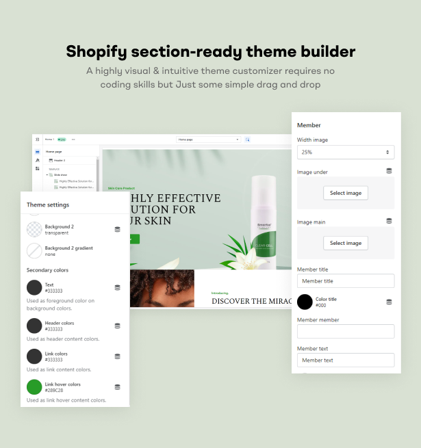 Shopify section-ready theme builder