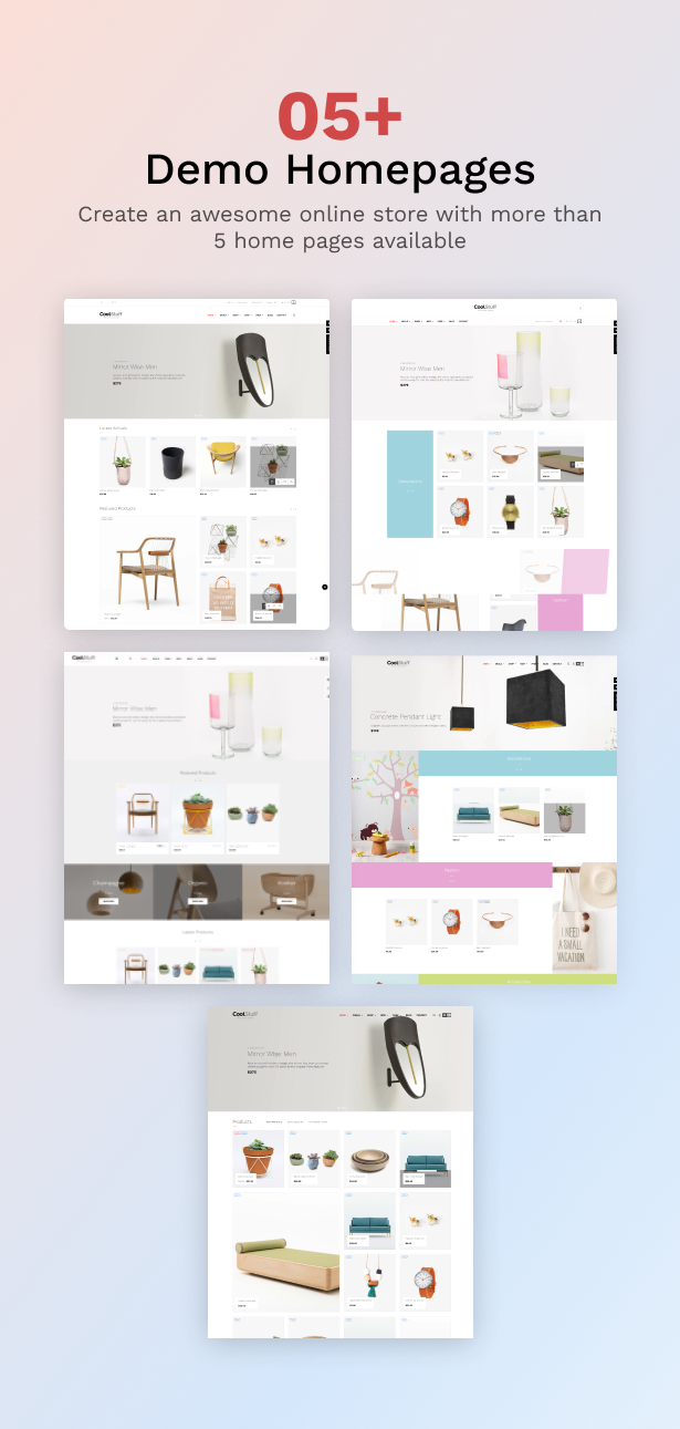 05+ Homepages for Interial & Home Decor