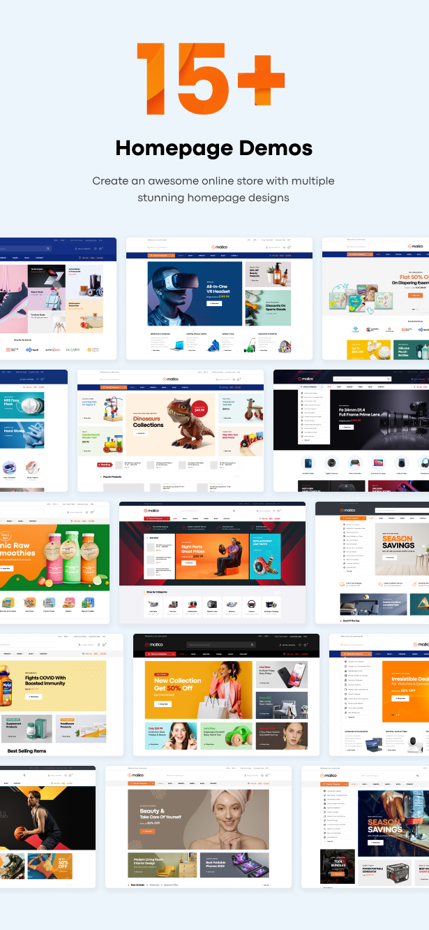 15+ Homepage Demos for every online store