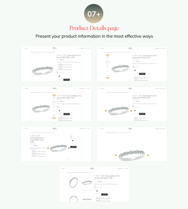 Numerous product details page layout