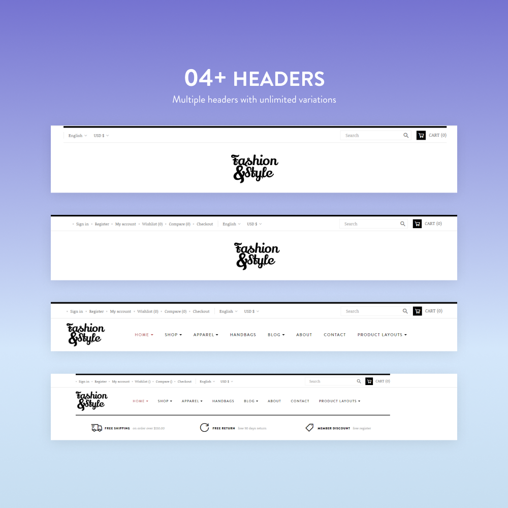 Multiple Header Layouts