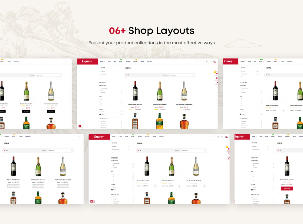 Multiple Shop Page Layouts