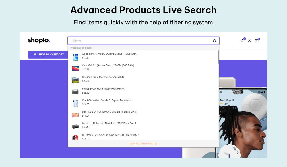 Advanced Products Live Search