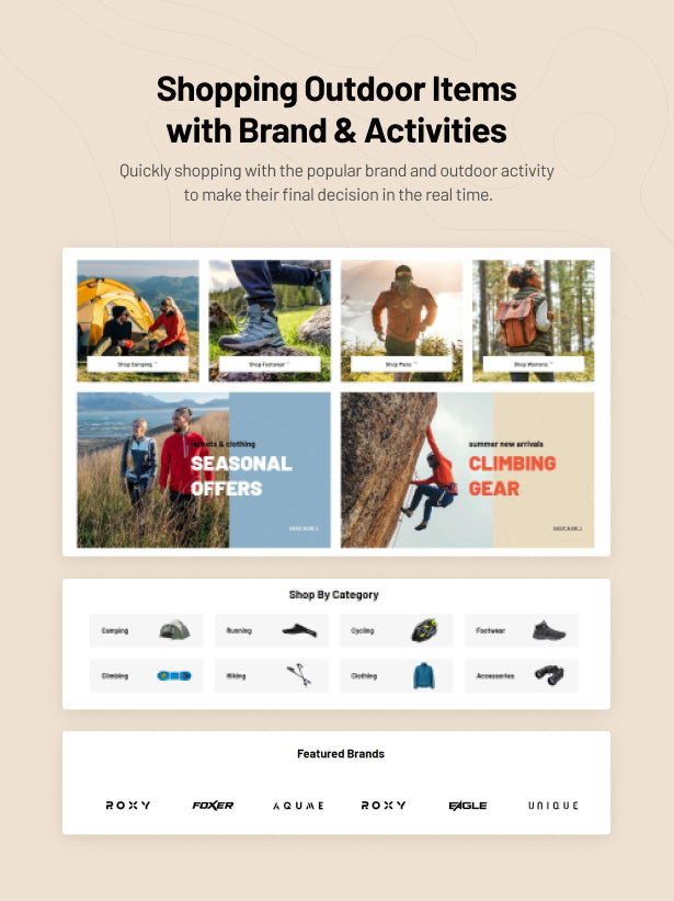 Shopping Outdoor Items with Brand & Activities