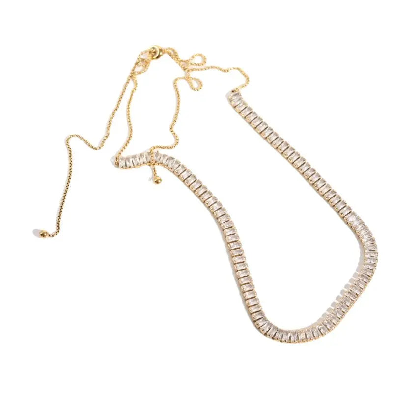 18K Gold-Filled Baguette Tennis Necklace