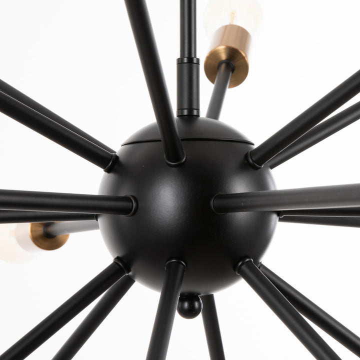 18-Light Modern Sputnik Chandelier Ceiling Mid-Century in Black & Gold ...