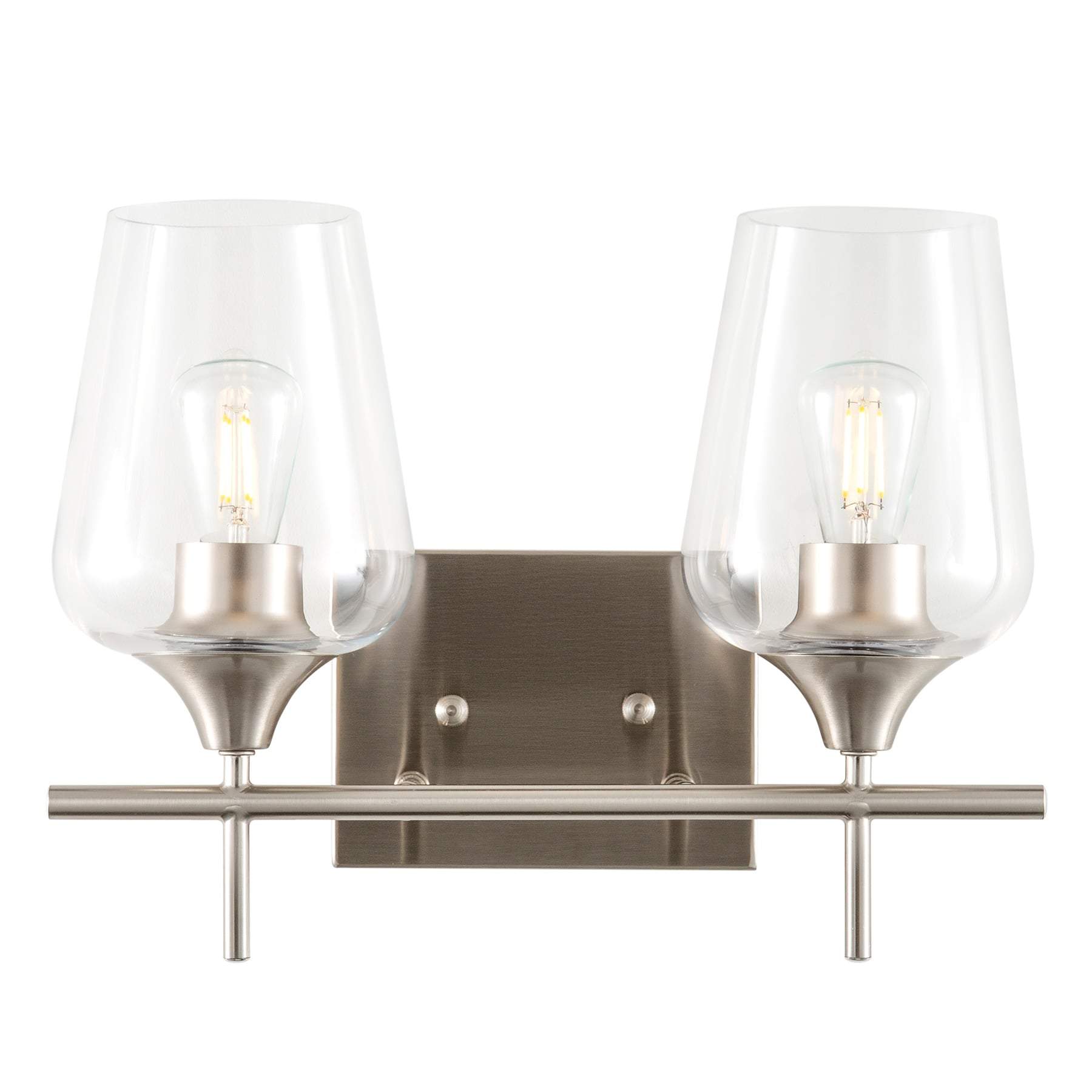 2-Light Modern Lamp Wine Glass Shades | Upward or Downward Wall Sconce | Light Fixture for Bedroom Entryway Bathroom, Brushed Nickel Finish