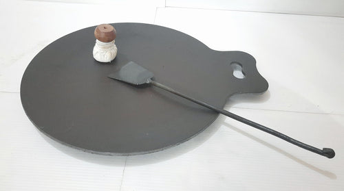 Cast Iron Dosa Pan, Iron Spatula & Oil applicator –