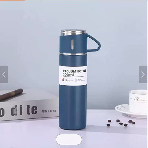 Steel Vacuum Flask Set With 3 Steel Cups Combo
