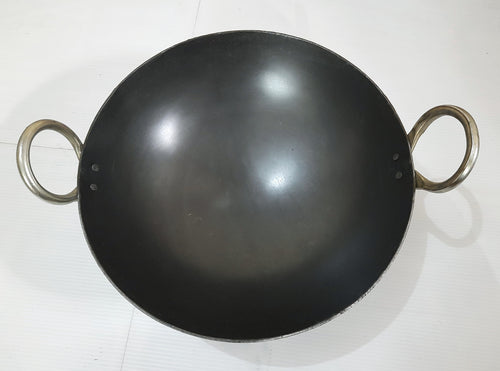 12 INCH INDIAN PURE IRON LOHA KADHAI DEEP FRYING PAN KADHAI FOR FRYING,  COOKING 