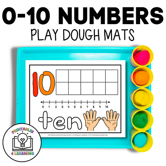 Numbers Play Dough Mats Fine Motor Skills, Number Playdough Mats